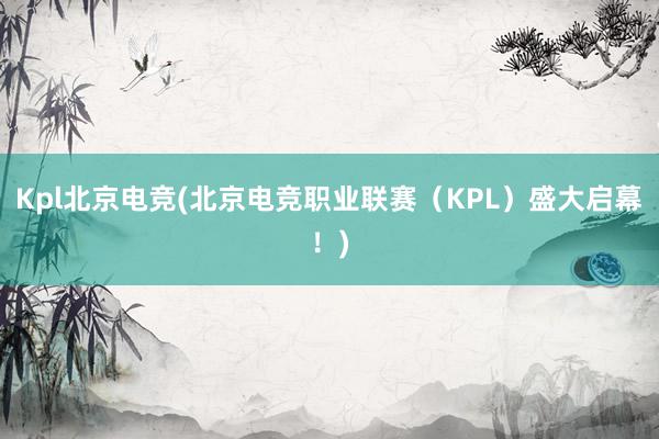 Kpl北京电竞(北京电竞职业联赛（KPL）盛大启幕！)