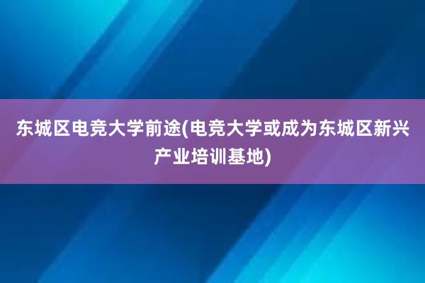 东城区电竞大学前途(电竞大学或成为东城区新兴产业培训基地)