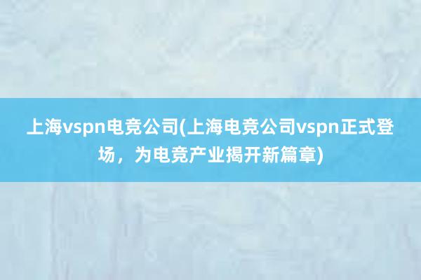 上海vspn电竞公司(上海电竞公司vspn正式登场，为电竞产业揭开新篇章)