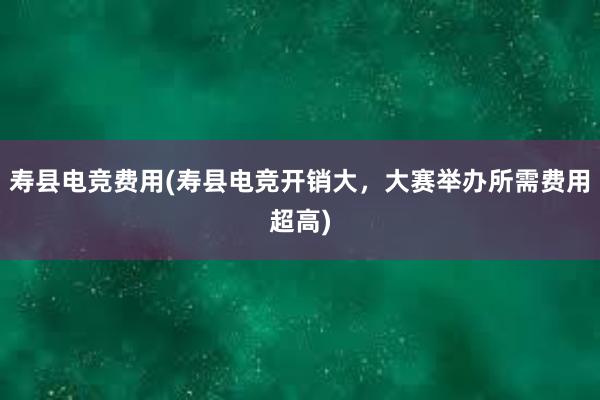 寿县电竞费用(寿县电竞开销大，大赛举办所需费用超高)