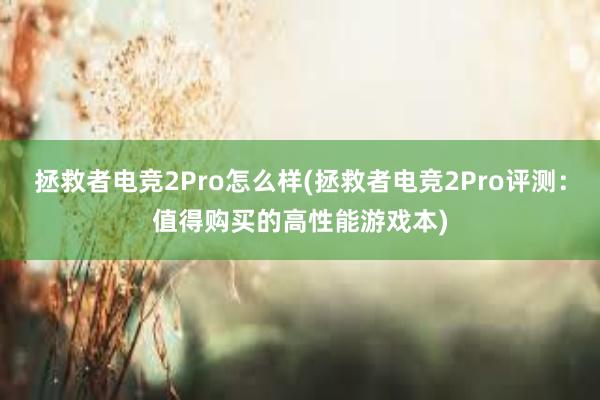 拯救者电竞2Pro怎么样(拯救者电竞2Pro评测：值得购买的高性能游戏本)