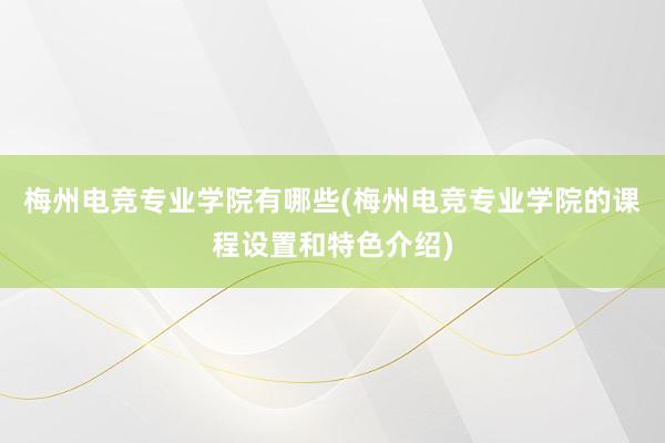 梅州电竞专业学院有哪些(梅州电竞专业学院的课程设置和特色介绍)