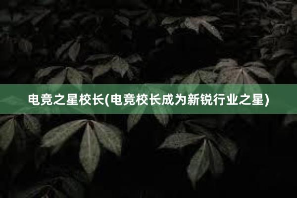 电竞之星校长(电竞校长成为新锐行业之星)