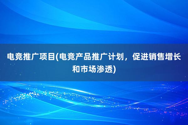 电竞推广项目(电竞产品推广计划，促进销售增长和市场渗透)