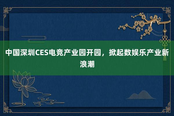 中国深圳CES电竞产业园开园，掀起数娱乐产业新浪潮