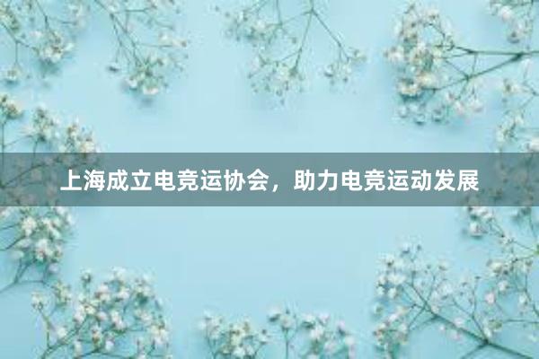 上海成立电竞运协会，助力电竞运动发展