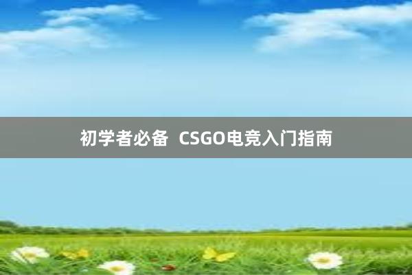 初学者必备  CSGO电竞入门指南