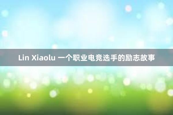 Lin Xiaolu 一个职业电竞选手的励志故事