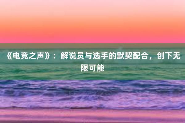 《电竞之声》：解说员与选手的默契配合，创下无限可能