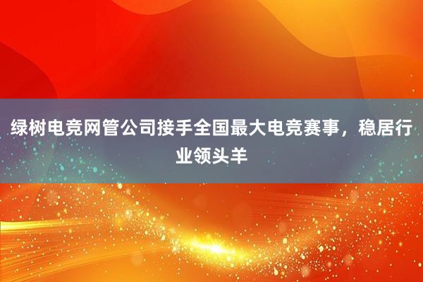 绿树电竞网管公司接手全国最大电竞赛事，稳居行业领头羊